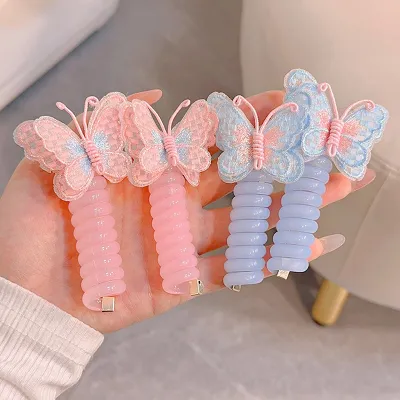 Colorful Spiral Butterfly Hair Bands (2 pcs)